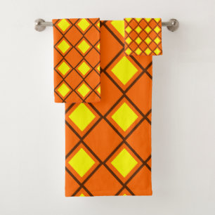 70s Harlequin  Bath Towel Set
