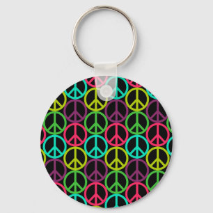70's Hippie Peace Sign Pattern Keychain