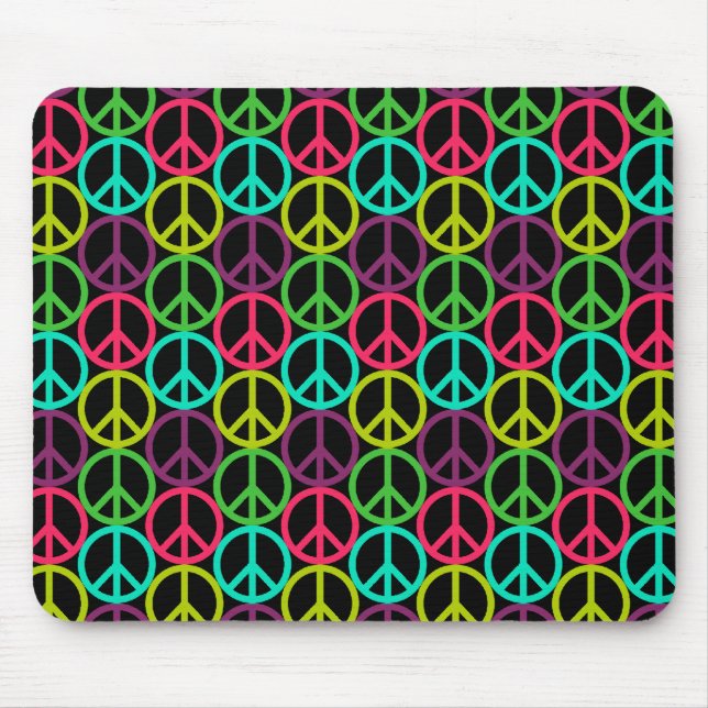 70's Hippie Peace Sign Pattern Mouse Pad (Front)