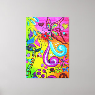 70's hippie psychedelic butterfly canvas