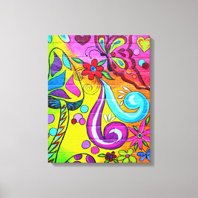 70's hippie psychedelic butterfly canvas print (Front)