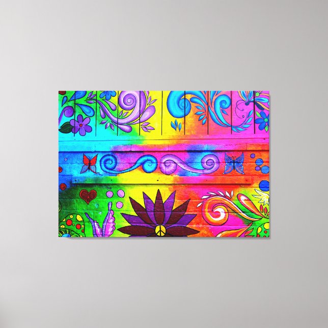 70's hippie psychedelic mural wrapped canvas (Front)