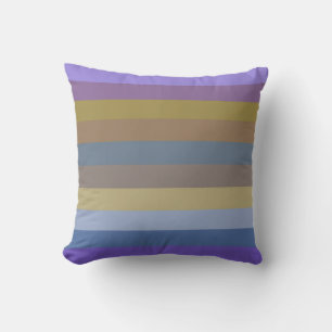 70s Horizontal Stripes in Lilac, Mustard & Caramel Throw Pillow