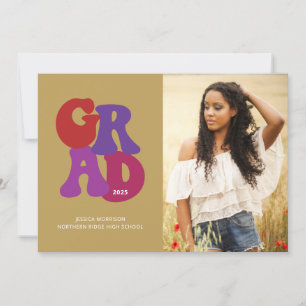 70s-Inspired Retro Graduate Photo Graduation Party Invitation