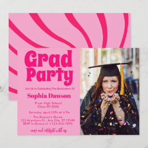 70s-Inspired Retro Graduation Party Photo  Invitation