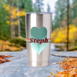 70s Inspired Retro Rainbow Stripes Sticker Insulated Tumbler
