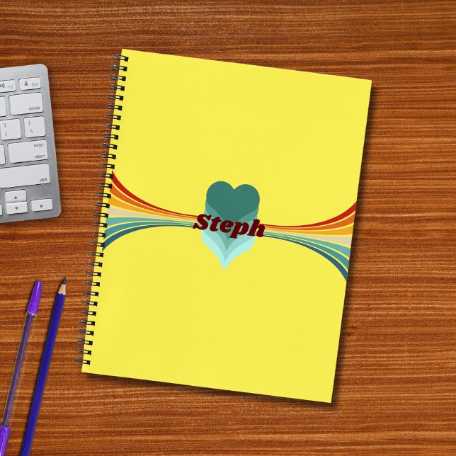 70s Inspired Retro Rainbow Stripes Yellow Notebook (Creator Uploaded)