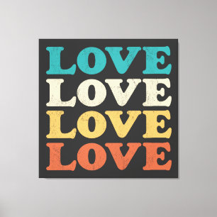 70s Love Retro Distressed Repeat Type Canvas Print