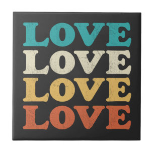 70s Love Retro Distressed Repeat Type Tile