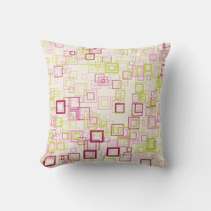 70's Mid Century Modern Geometric Squares Pattern  Throw Pillow
