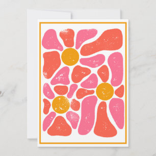 70's Orange and Pink Retro Flower Power Invitation