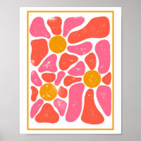70's Orange and Pink Retro Flower Power