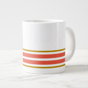 70s Orange Bottom Edge Racing Stripes On White Large Coffee Mug