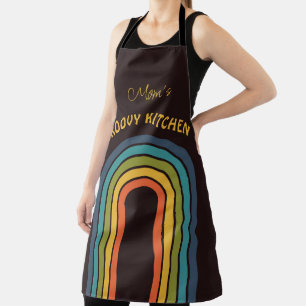 70s Orange Brown Teal Pattern Custom Apron