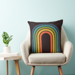 70s Orange Brown Teal Pattern Custom Kitchen Throw Pillow