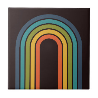 70s Orange Brown Teal Pattern Custom Kitchen Tile