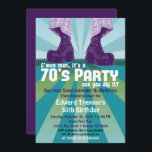 70s Party Invitation 1970s Disco Birthday<br><div class="desc">A fun 70s invite for groovy birthdays or any occasion,  featuring purple bell bottoms and platform shoes on a blue and green background.</div>