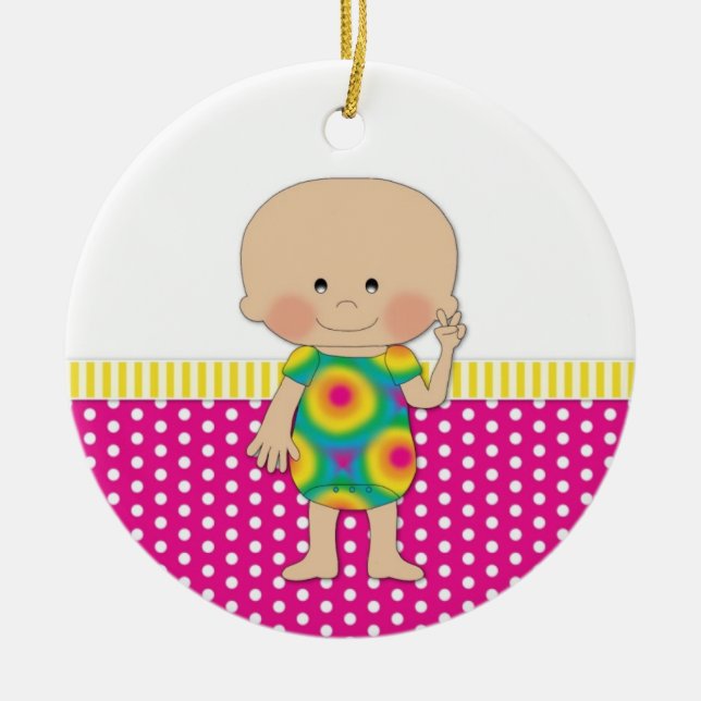 70s Peace Hippie Baby Ceramic Ornament (Front)