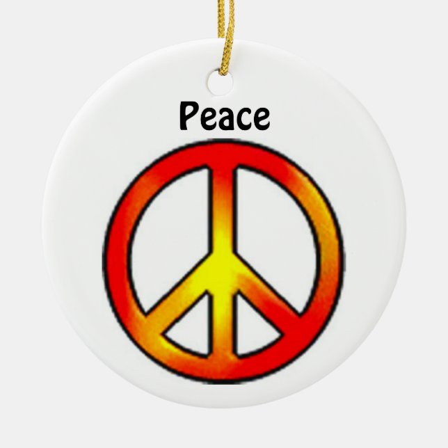 70's Peace Sign Ceramic Ornament (Front)
