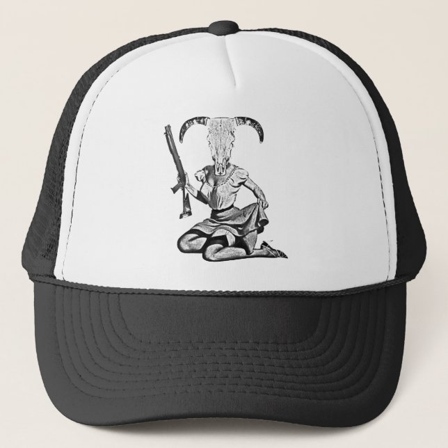 70's pin-up skull trucker hat (Front)