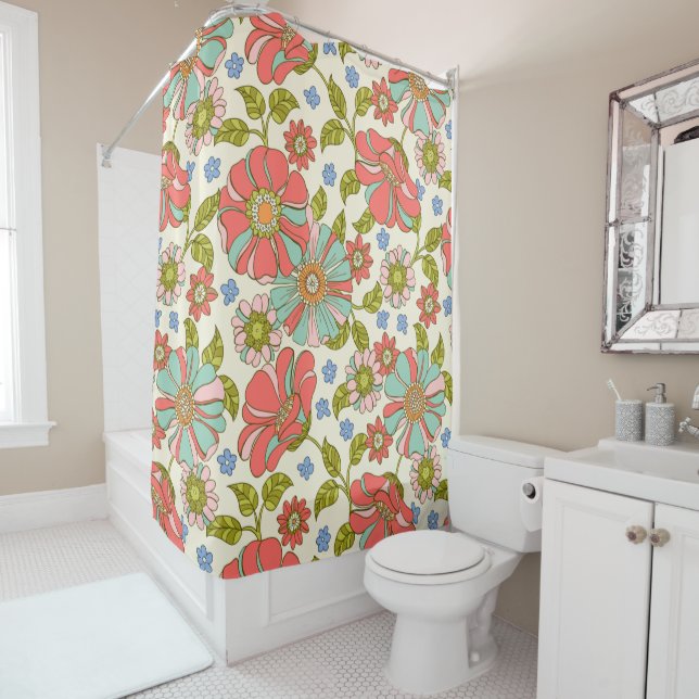 70's Pink Teal Retro Floral (In Situ)