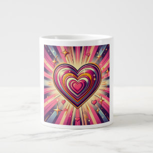 70s pop art heart/Valentines Large Coffee Mug