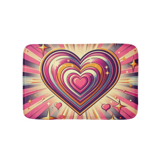 70s pop art heart/Valentine's  Mug Bath Mat (Front)