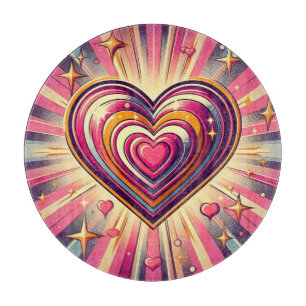 70s pop art heart/Valentine's Mug Cutting Board