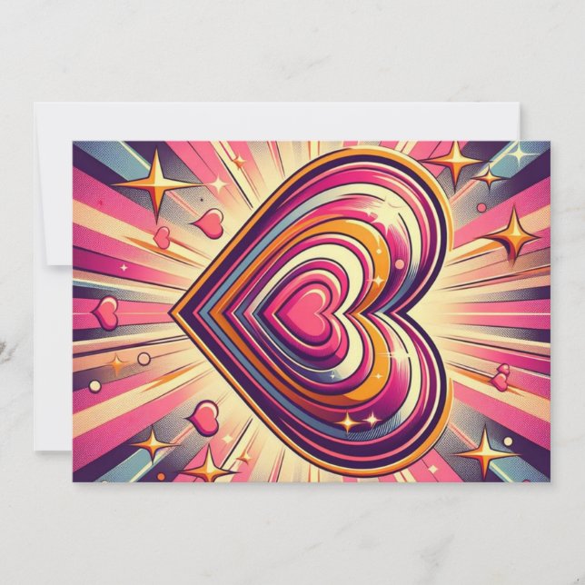 70s pop art heart/Valentine's  Mug Holiday Card (Front)