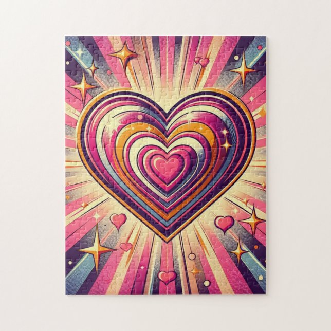 70s pop art heart/Valentine's  Mug Jigsaw Puzzle (Vertical)