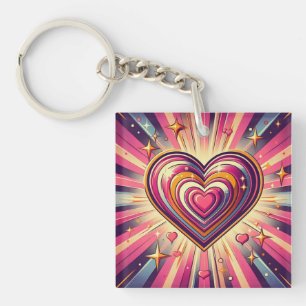 70s pop art heart/Valentine's Mug Keychain