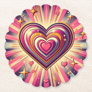 70s pop art heart/Valentines Paper Coaster