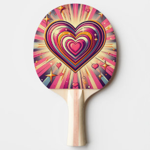 70s pop art heart/Valentines  Ping Pong Paddle