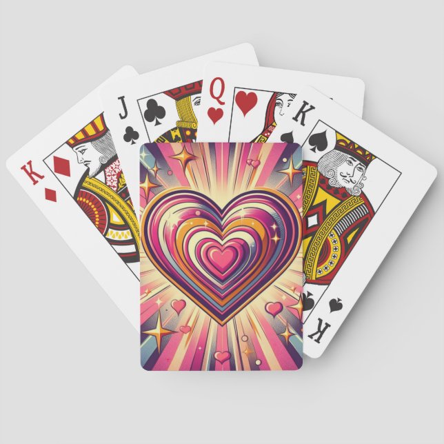 70s pop art heart/Valentines  Playing Cards (Back)