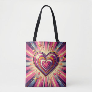 70s pop art heart/Valentines Tote Bag