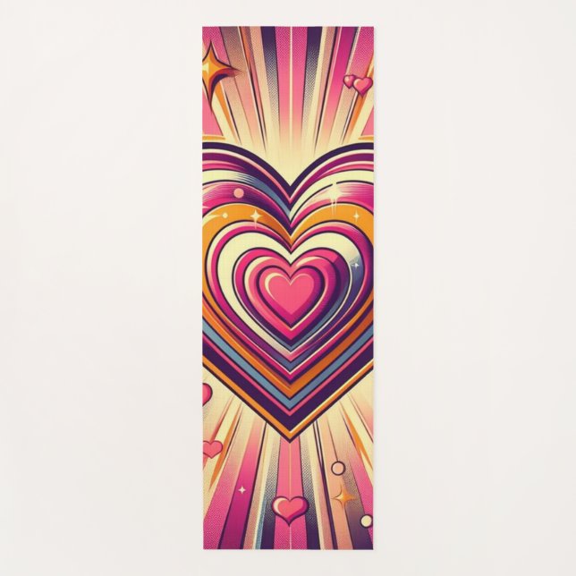 70s pop art heart/Valentines  Yoga Mat (Front)