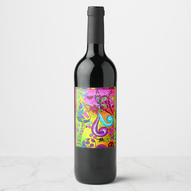 70's psychedelic colourful Thunder_Cove Wine Label (Front)