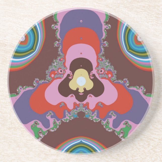 70s Psychedelic Pattern Retro Art Coaster (Front)