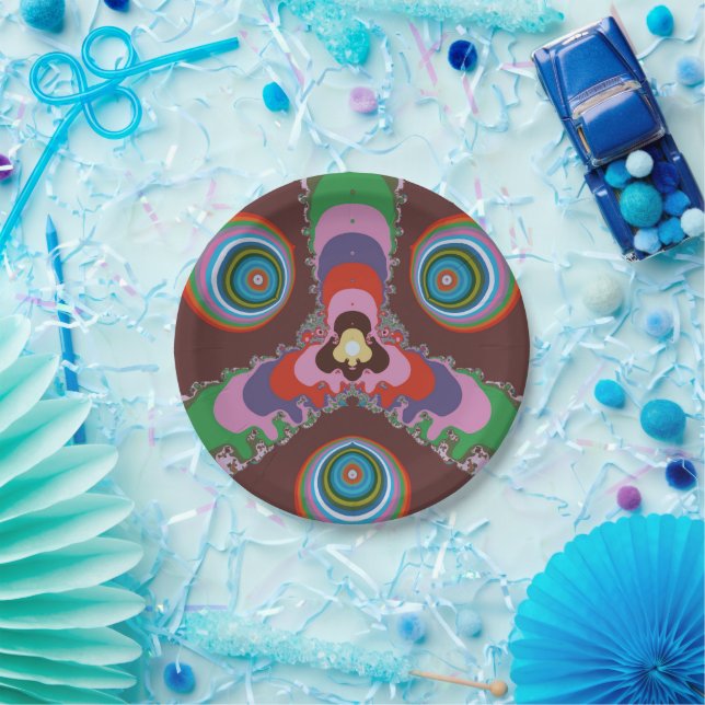 70s Psychedelic Pattern Retro Art Paper Plate (Party)