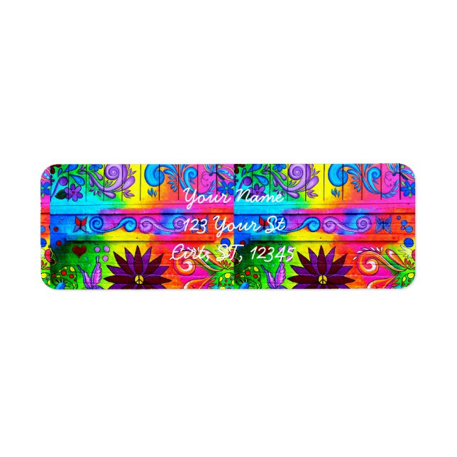 70's psychedelic style return address labels (Front)