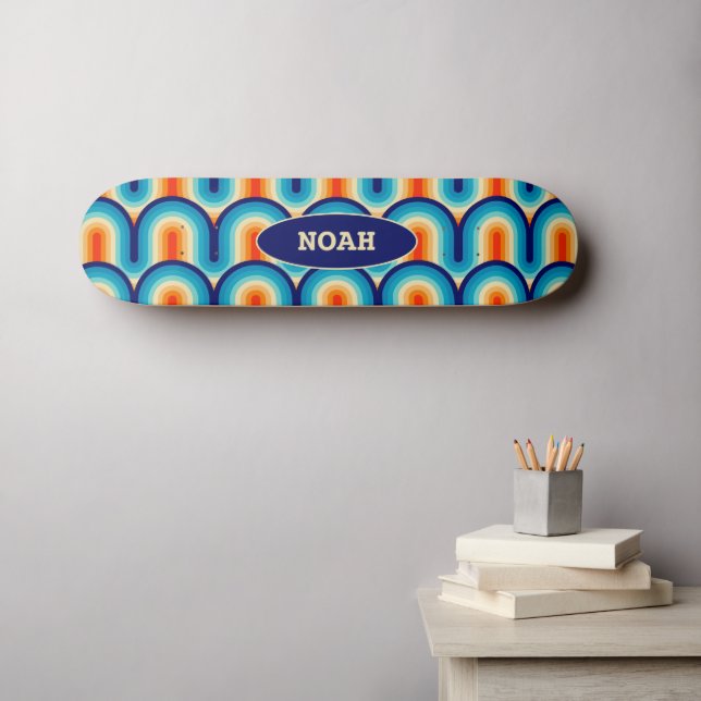 70s Rainbow Curves Skateboard (Wall Art (Horz))