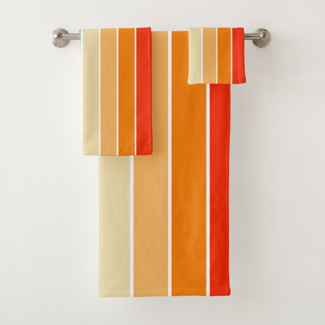 70s Rainbow Stripes Bath Towel Set (Insitu)
