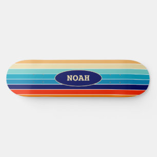 70s Rainbow Stripes Skateboard
