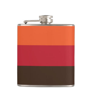 70s Retro 3 Striped Vintage Colour Pattern Hip Flask