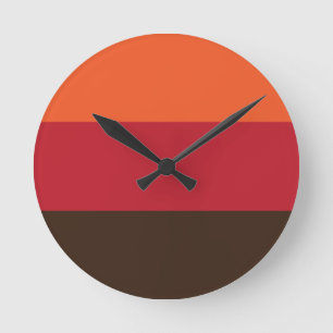 70s Retro 3 Striped Vintage Colour Pattern Round Clock