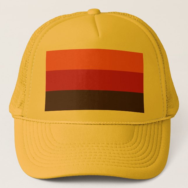 70s Retro 3 Striped Vintage Colour Pattern Trucker Hat (Front)