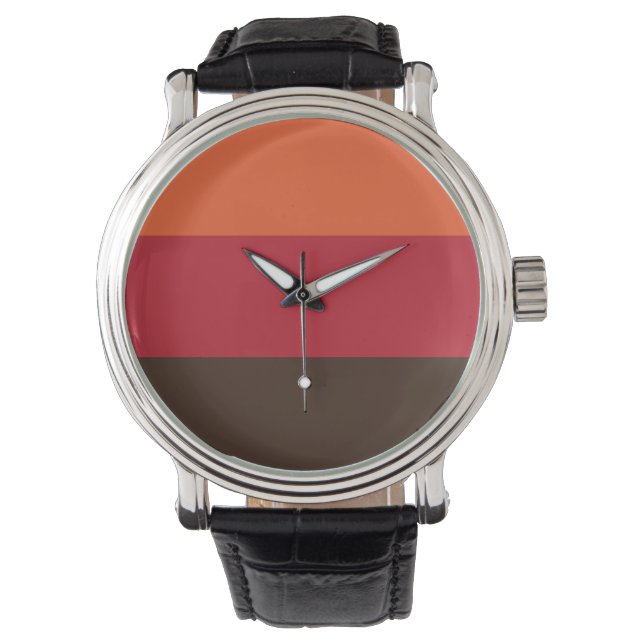 70s Retro 3 Striped Vintage Colour Pattern Watch (Front)