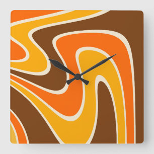 70s Retro Abstract Lava Design Square Wall Clock
