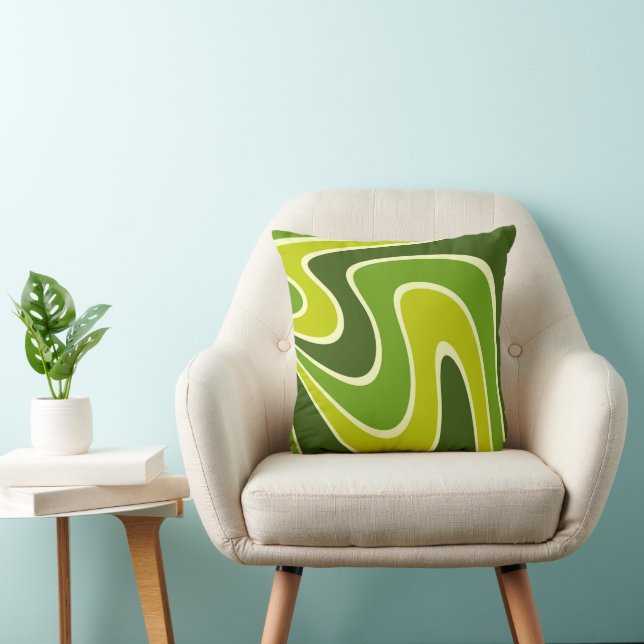 70s Retro Abstract Lava Design Throw Pillow (Chair)