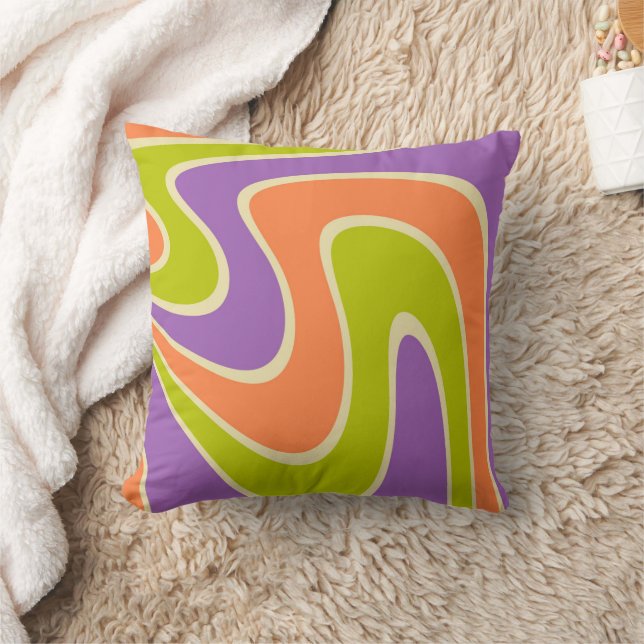 70s Retro Abstract Lava Design Throw Pillow (Blanket)
